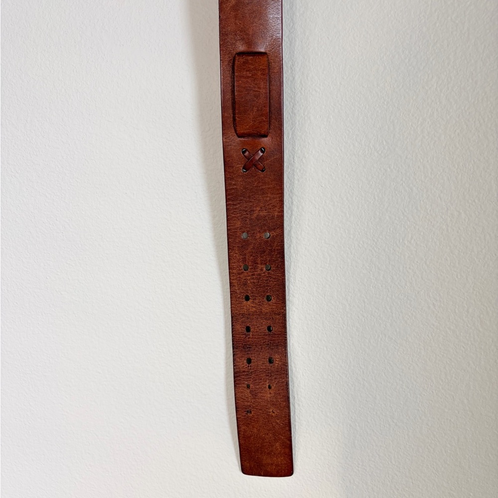 Vintage Ralph Lauren Genuine Brown Leather Belt with Solid Brass Buckle S/M - Picture 9 of 10
